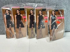 X5-L’eggs Brown Sugar Lace Thigh High Nylon Hose Jet Black Onyx M 59190 (#1)