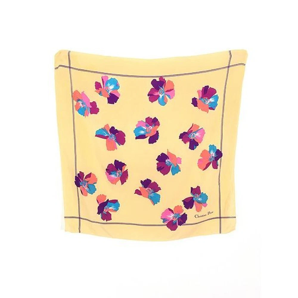 Christian Dior foulard carré 26x26 pouces floral multicolore 04662a