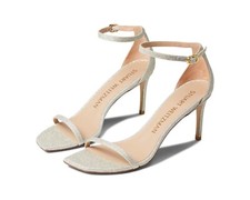 500 STUART WEITZMAN Nudistcurve 4" Strap Sandal GLITTER PLATINO 9.5 2  DA10 