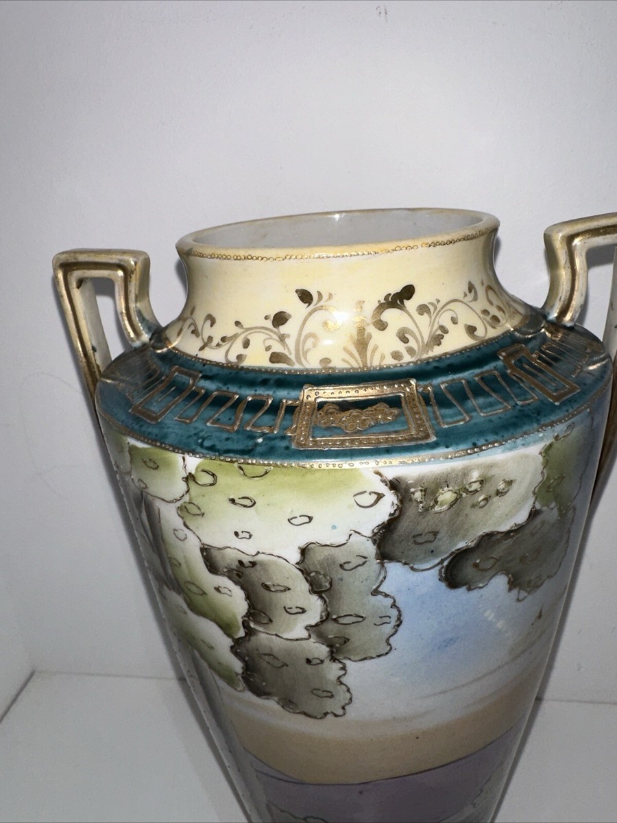 Vintage ( Noritake ?)Art Deco Vase 11.5” Hand Painted Japan | eBay