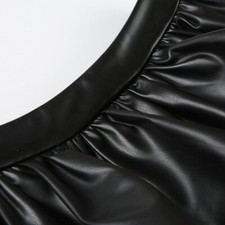 Women Faux Leather Gothic Skirt Girl Pleated Punk Bubble Black Retro Mini