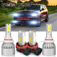 For Dodge Durango 2014-2015 - 4x White LED Headlight Fog Light Bulbs Combo Kit
