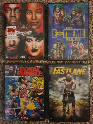 4 WWE 2021 Wrestling DVDs - Roman Reigns, Goldberg, Edge, Sheamus, Flair, Asuka
