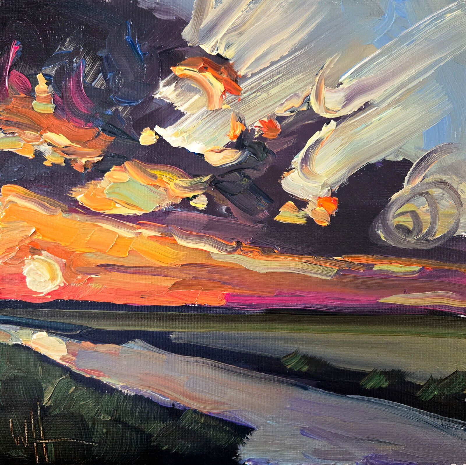 FRAMED Landscape Art Painting Impressionism ORIGINAL Bright Palette California