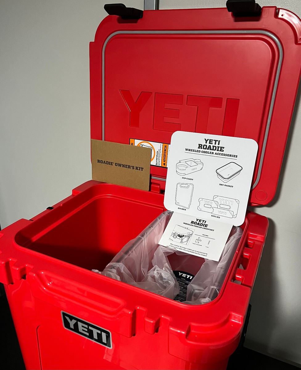 YETI Roadie 48 Wheeled Cooler ⛑ Rescue Red w/ DryBasket - Limited