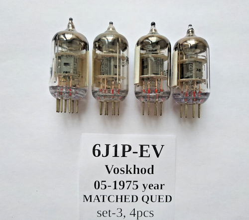 4x 6J1P-EV = EF95 6F32 6J1 HF Pentode Röhre UdSSR Voskhod MATCHED QUAD 05/1975 NEU - Bild 2 von 3