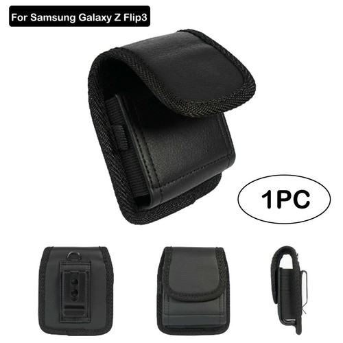 For Samsung Galaxy Z Flip3 5G Leather Vertical Belt Loop Clip Pouch Nylon Case - Picture 2 of 8