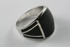 Massive Men's Ring Black Stone Signet Ring Silver Ring 925 Silver / 635