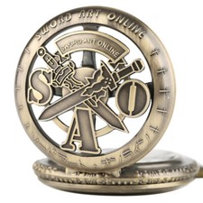 Theme of Sword Art Online Hot Anime Hollow Pocket Watch SAO Double Sword Pattern