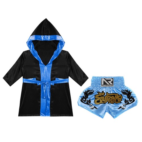 Kids Boys Robe+Shorts Side Split Costume Stage Performance Boxing Outfit Soft - Picture 33 of 87