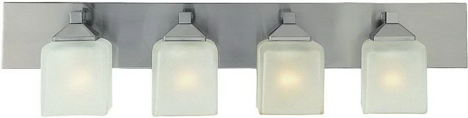 Edwards Pewter And White Frosted Glass 4 Light LED Bath Wall Orig $345 - Image 2 of 2