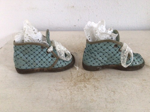 Alte Kinderschuhe 50er Jahre Shabby Brocante Nostalgie Blau Landhaus Puppen Deko - Bild 5 von 15