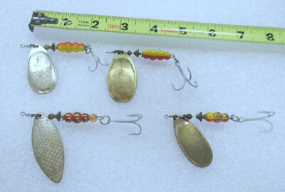 Lot of 4 Mepps Spinner Lure Muskie Single Treble Musky #3, #4, #5 Fishing Lures