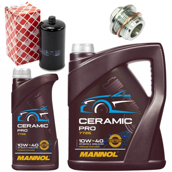 MotoröL Filter Set Mannol 10W-40 6 Liter + Schraube FüR VW Transporter IV Bus-image
