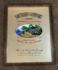 Vintage Oak Framed Southern Comfort Bar Pub Mirror Whiskey Rum Home Man Cave 
