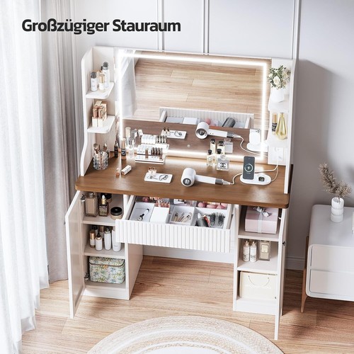 Schminktisch mit Schubladen LED Spiegel Kosmetiktisch Frisiertisch Make-up Tisch - Bild 45 von 62
