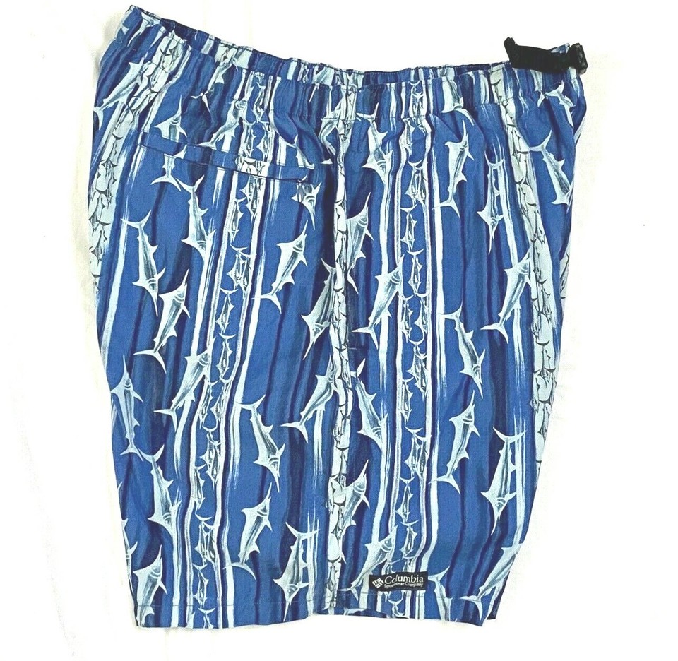 Columbia Sportswear Mens Swim Trunks Fish Marlin Print Shorts Size XL