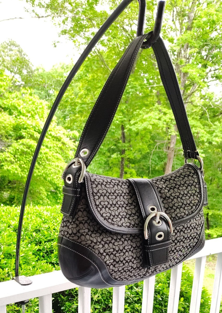 COACH コーチ　ワンショルダーバッグ　ソーホー　F10926 Coach F10926 Vintage Soho Black Leather & Signature C Canvas