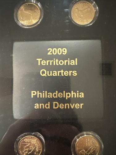 2009 Territorial Quarters Philadelphia And Denver 24K GOLD Plated Mahogany Set - Picture 23 of 24