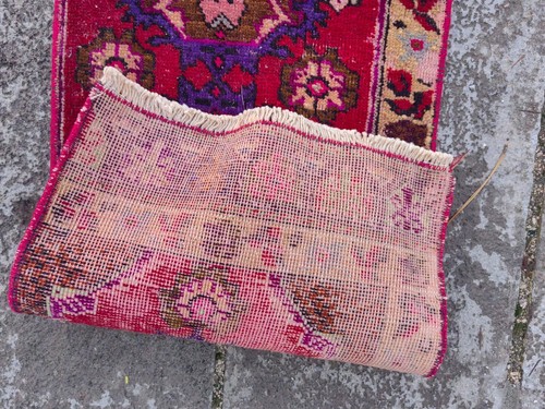 Vintage Hand Knotted Oushak Runner, Turkish Wool Rug, Bohemian Style Runner - Picture 12 of 12