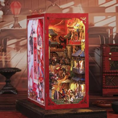 CUTEBEE Mulan DIY Book Nook Kit   Wooden Bookshelf Insert with Light 