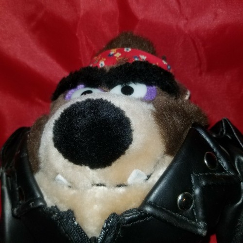 Tasmanian Devil Biker Jacket Looney Tunes 24k Co Plush 1991 10 Inches Tall - Picture 2 of 5