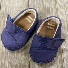 Toms  Baby Crib Alpargata Navy Jersey  Size 2 Shoes