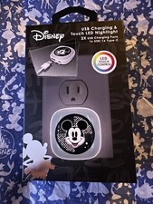 Disney Mickey USB Charging  Touch LED Nightlight 2x USB Charging Ports 1 X USB