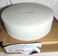 Pk of 5 Virginia Abrasives 15" White Polish Floor Maintenance Pads Thick Line