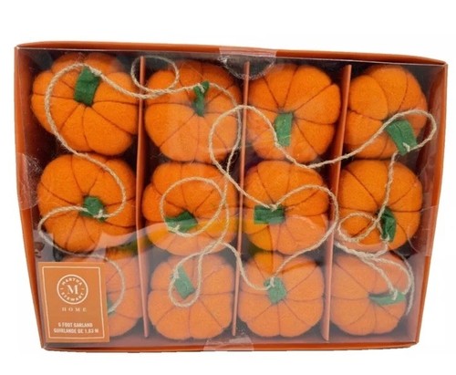 Martha Stewart Fabric Felt Pumpkin Garland 6 Ft Fall Thanksgiving Decor