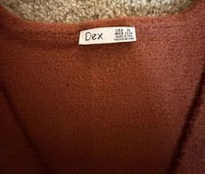 Dex Women's 3X Soft Touch Exposed Seams V-Neck Sweater in Burnt Orange Plus