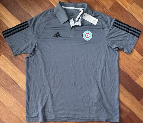 NWT Adidas MLS Chicago Fire FC Gray 2023 On-Field Training Polo size 2XL / XXL - Picture 1 of 7