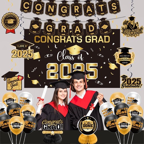 Class of 2024Gold Themed Graduation Decorations SetClass of 2024 Backdrop Banner - Picture 2 of 8