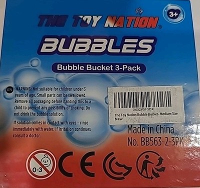 Three Pack Bubble Bucket for Kids, Bubble Maker, 2.8 oz Solution & 3 Wands Each