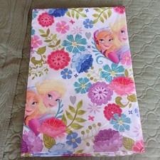 Twin Bed Flat Sheet Disney Frozen Anna Elsa Flowers Pretty Colorful Soft Cotton