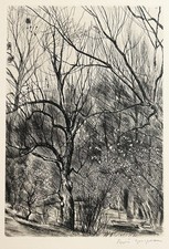 Andr&eacute; JACQUEMIN - [Riverfront]. 1947. Signed Engraving. LANDSCAPE. LANDSCAPE