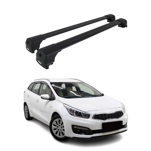 DachträGer GrundtäGer FüR Kia Ceed Kombi 2012-2018 75Kg Aluminium Schwarz 2 Tlg-image