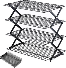 4-Tier Collapsible Cooling Rack, Adjustable Stackable Baking & Roasting Rack