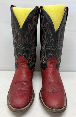 BOULET Boots 2207 Red & Black Leather Mid-Calf Western Boots 