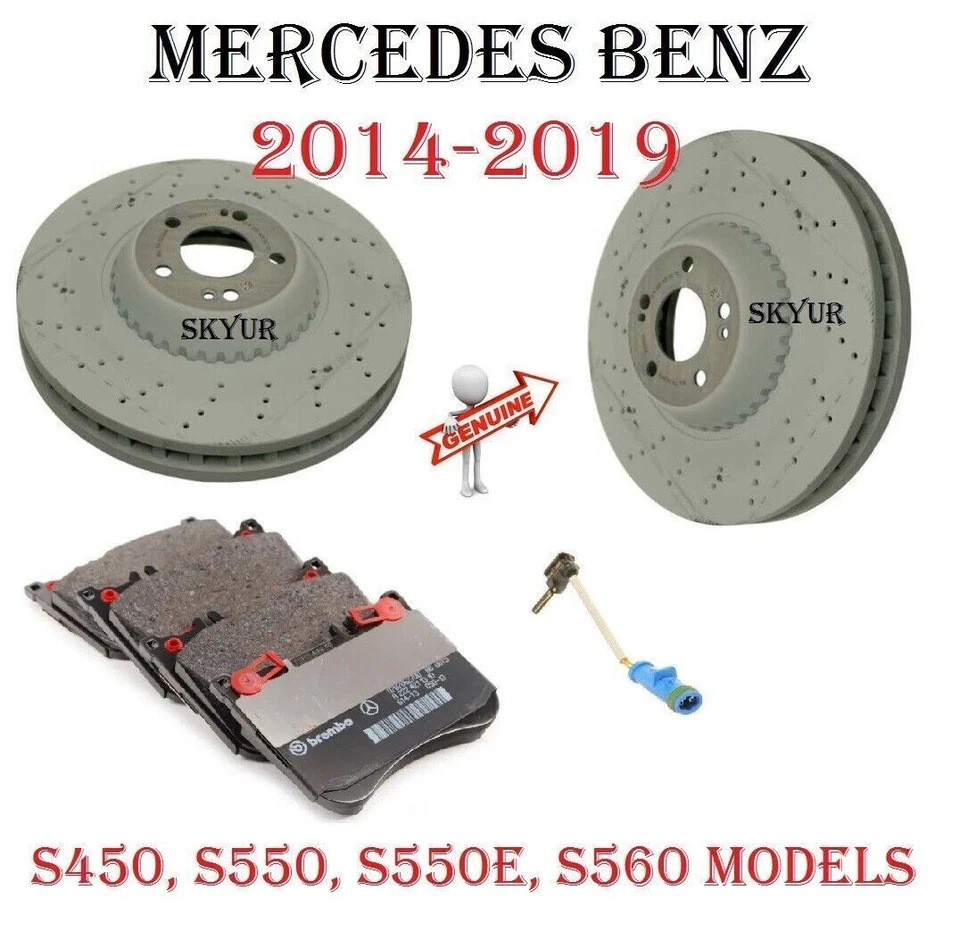 Juego de rotores de freno delanteros y traseros con pastillas de freno y sensores para Mercedes W222 clase S Foto 2 de 4