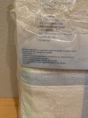 Vintage Especially Toys R Us Woven Baby Shawl Blanket White Pastels Fringe NOS - Picture 6 of 8