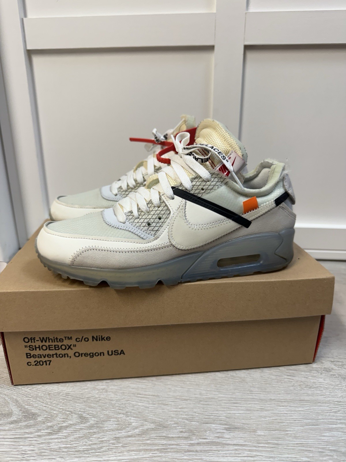 OFF WHITE X NIKE UK7 Nike X Off White OG Air Max 90 White Virgil Abloh THE TEN US 8 EU 41