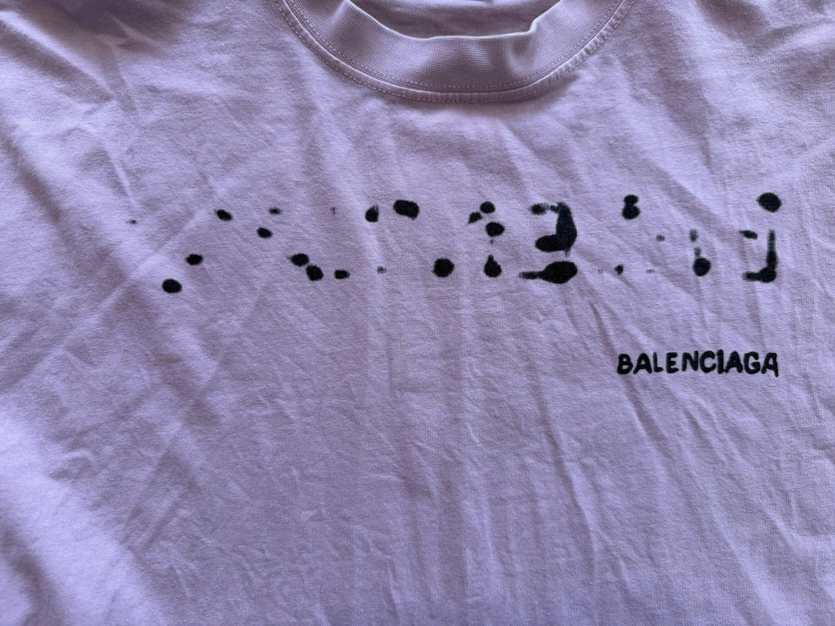 BALENCIAGA Bleed Type Logo T-Shirt Pink 2022 Distressed Oversized