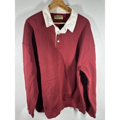 Broken Threads Rugby Sweatshirt Mens XL Burgundy White Collar Pullover 6986