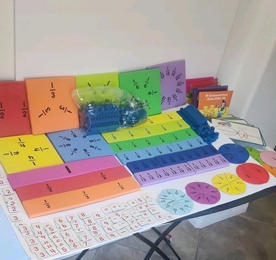 Lakeshore & Learning Resources Fraction Circles Bars Base Ten Cubes Tiles LER635