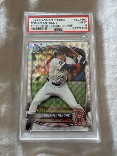 (PSA 9) 2025 Bowman Chrome Roman Anthony Prospects-Geometric Ref /499