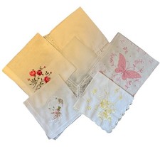 Lot of 6 Vintage Hankies Handkerchiefs Floral Embroidered Lace