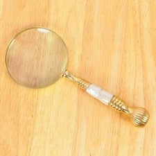 Nautical Vintage Brass Mother Of Pearl Magnifying Glass Magnifier M01