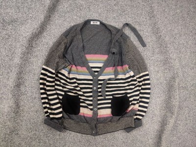 Moschino cheap & chic Wool Blend Button Striped Cardigan Vintage Style