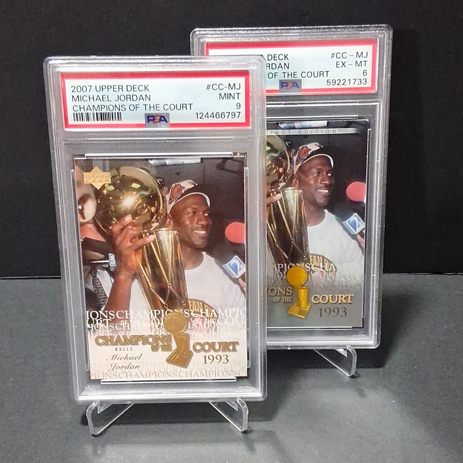 *GOLD SP* 2007 Upper Deck FE Michael Jordan Champions of the Court CC-MJ PSA 9 view 3